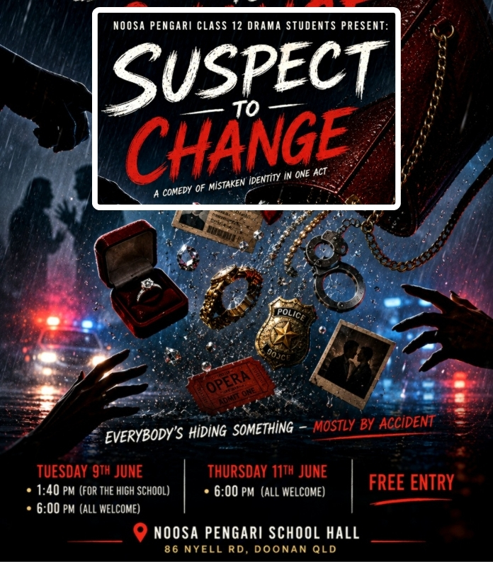 poster to advertise a play called SUSPECT to CHANGE