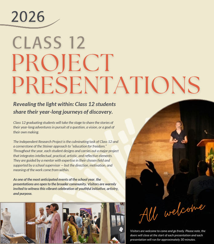 Class 12 presentations showing young lady presenting on stage